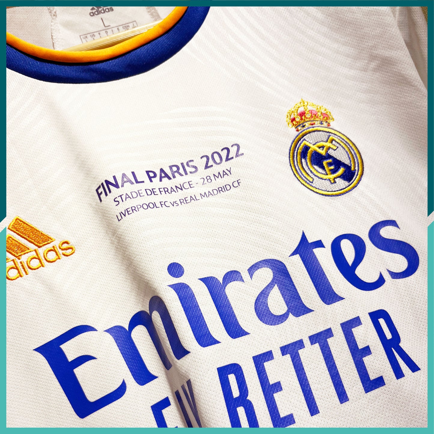 (Nameset & Patches Included) 2021-22 Real Madrid Home Long Sleeve Jersey (UEFA Champions League Final Version)