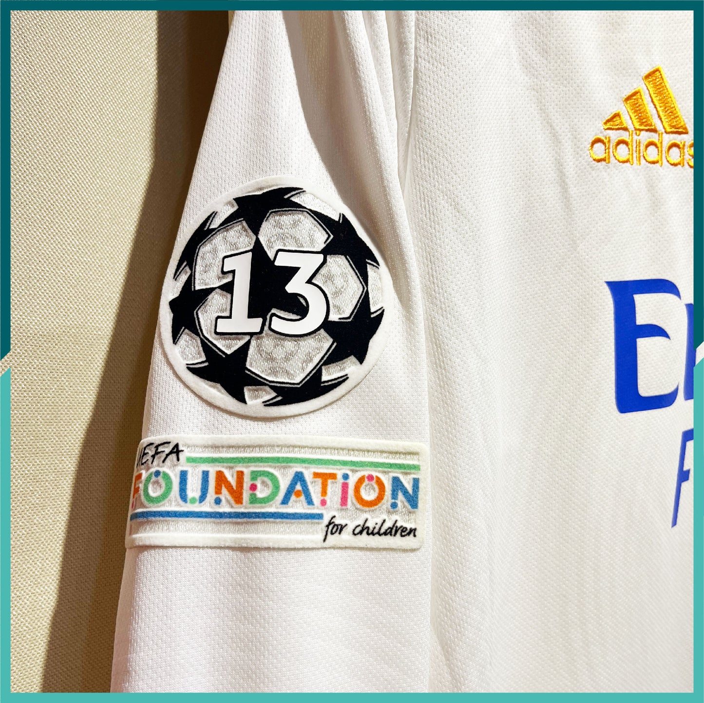 (Nameset & Patches Included) 2021-22 Real Madrid Home Long Sleeve Jersey (UEFA Champions League Final Version)