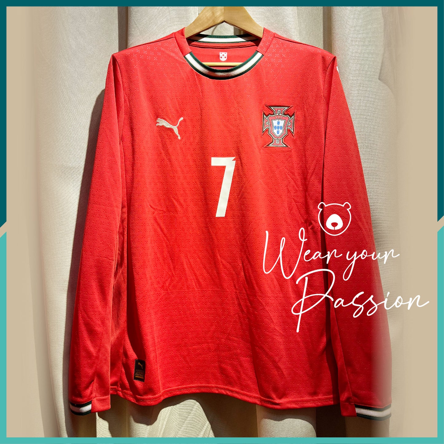 (Nameset Included) 2025 Portugal Long Sleeve Home Jersey