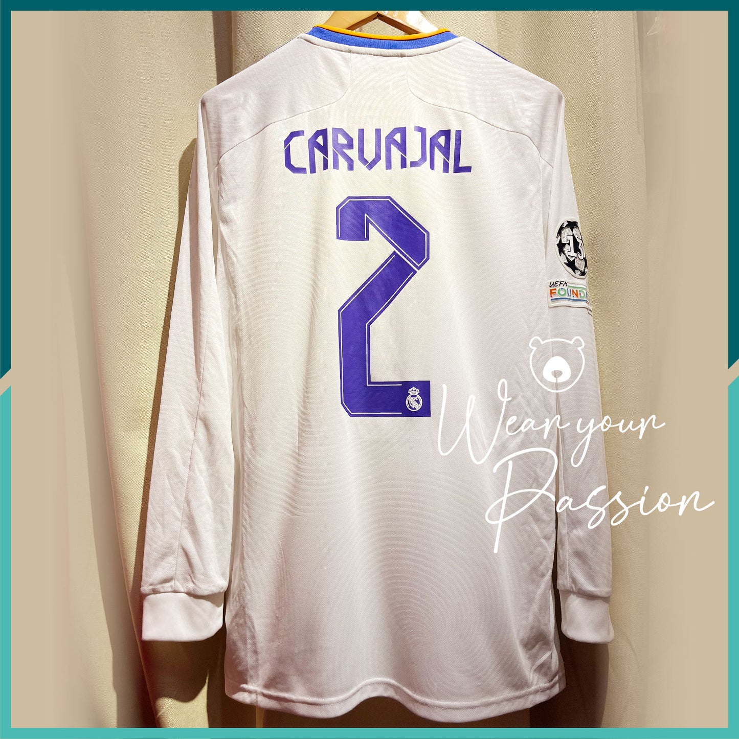 (Nameset & Patches Included) 2021-22 Real Madrid Home Long Sleeve Jersey (UEFA Champions League Final Version)