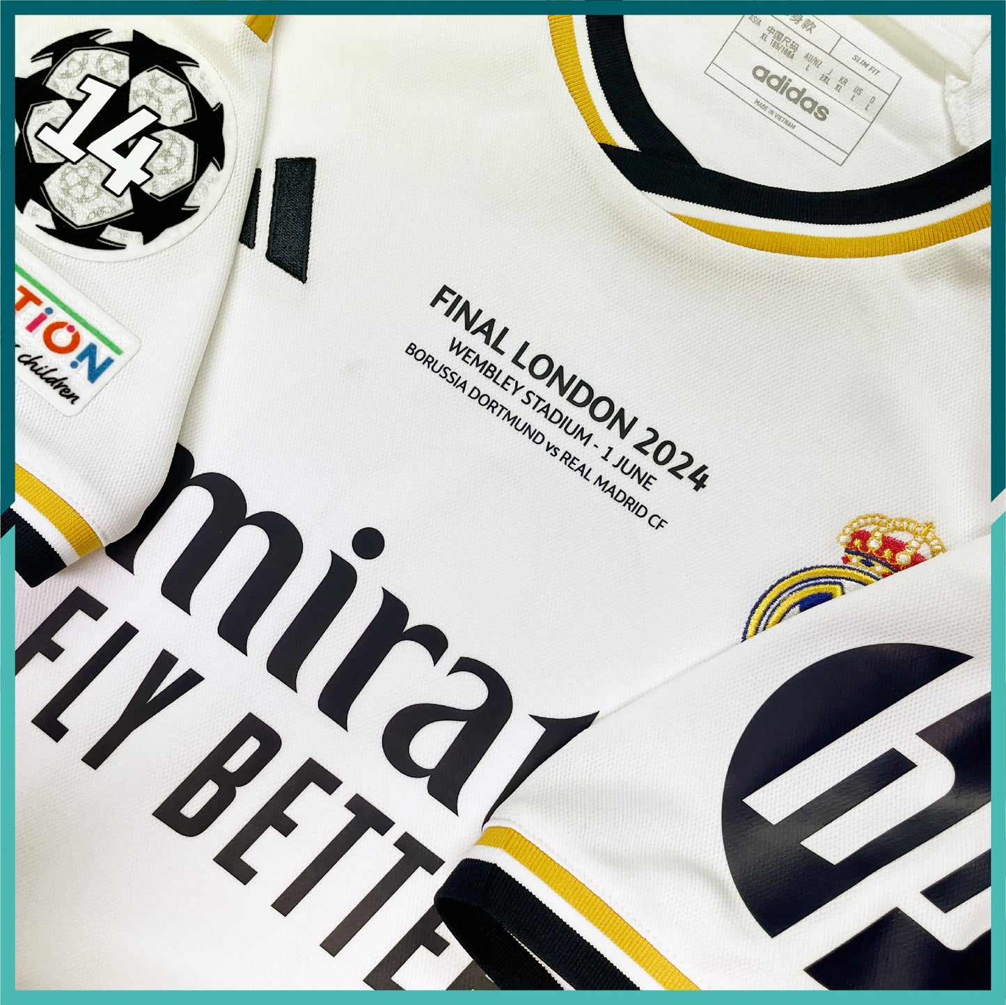 (Nameset & Patches Included) 2023-24 Real Madrid Home Jersey (UCL Final Version)