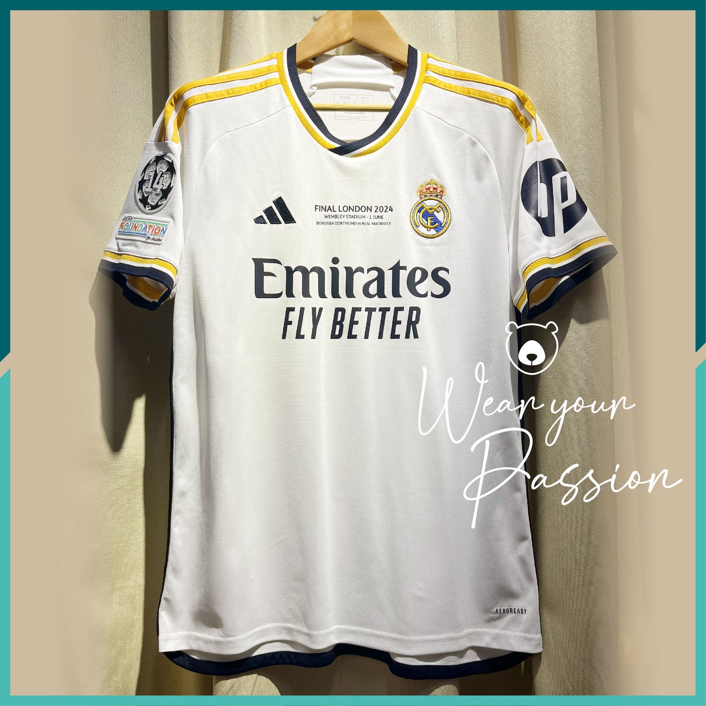 (Nameset & Patches Included) 2023-24 Real Madrid Home Jersey (UCL Final Version)