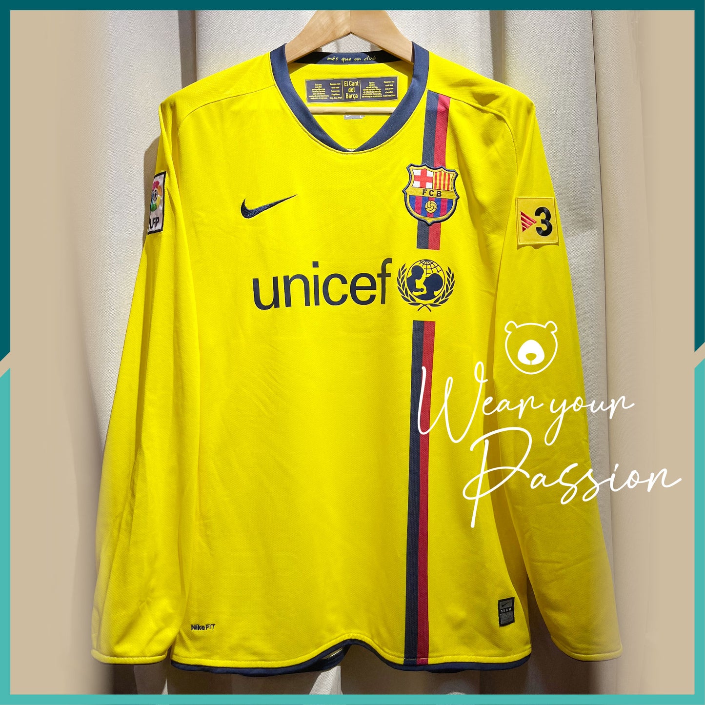(Nameset & Patches Included) 2008-10 Barcelona Away Long Sleeve Jersey