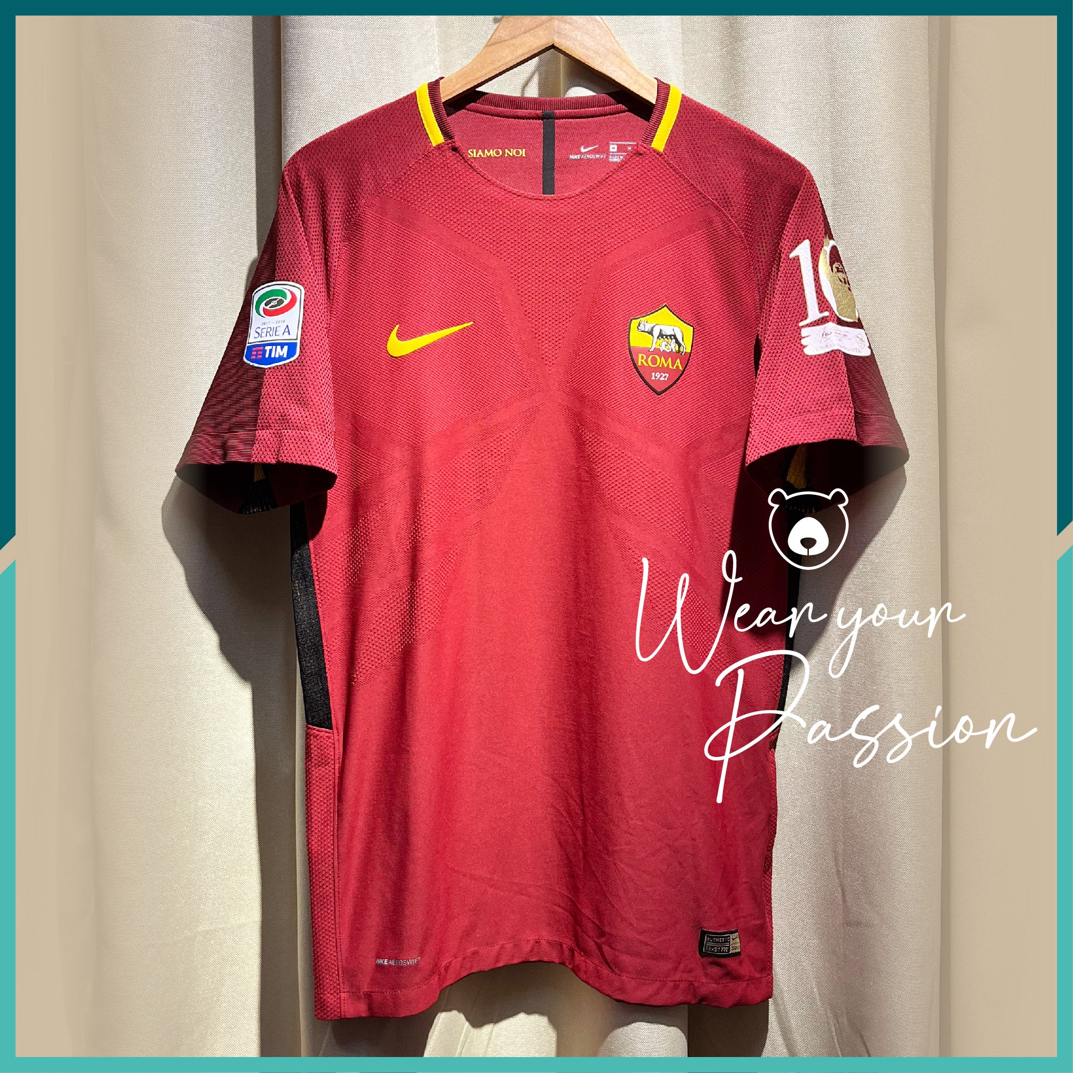 [Nameset, Patches Included] Authentic 2017-18 AS Roma Home Jersey – 巨熊 ...