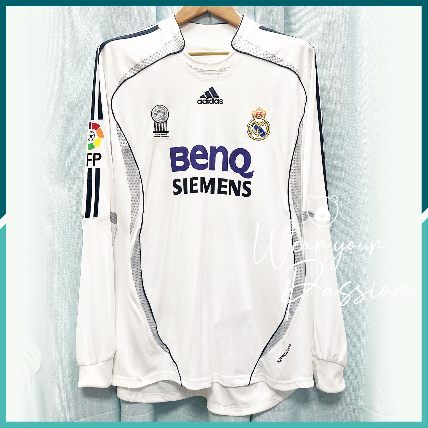 (Nameset & Patches Included) Player Issue 2006-07 Real Madrid Long Sleeve Home Jersey 