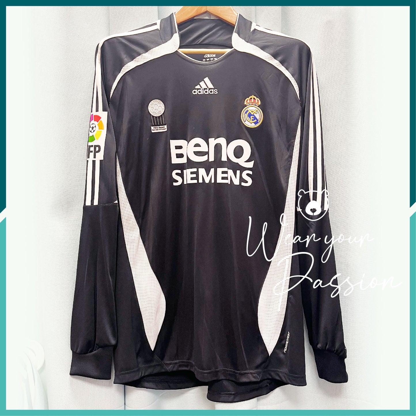 (Nameset & Patches Included) Player Issue 2006-07 Real Madrid Long Sleeve Away Jersey 