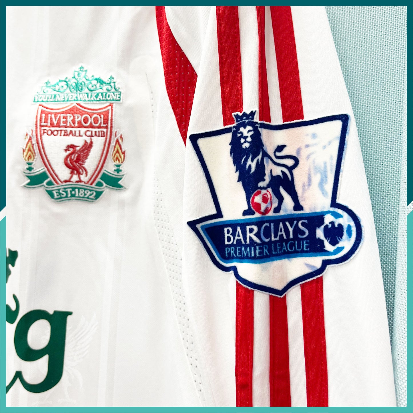 (Nameset & Patches Included) Player Issue 2007-08 Liverpool Long Sleeve Away Jersey 