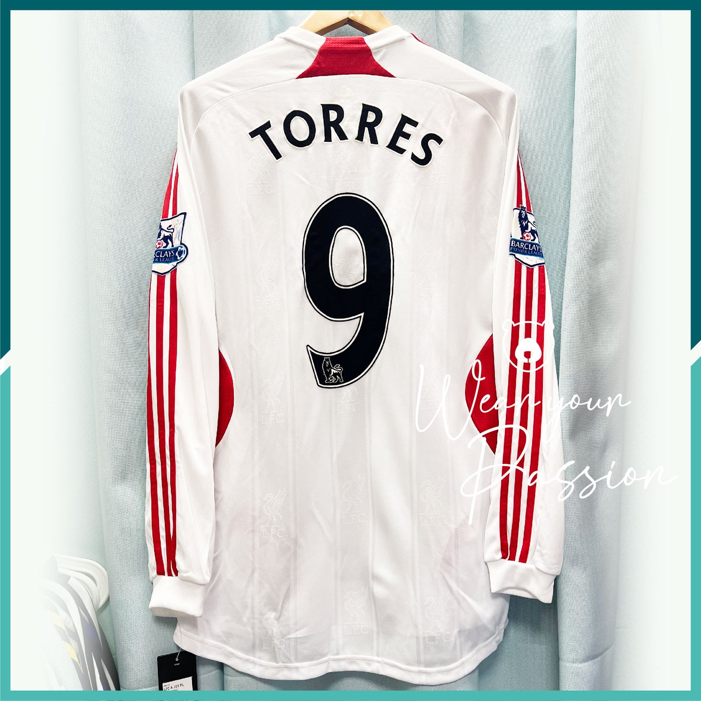 (Nameset & Patches Included) Player Issue 2007-08 Liverpool Long Sleeve Away Jersey 