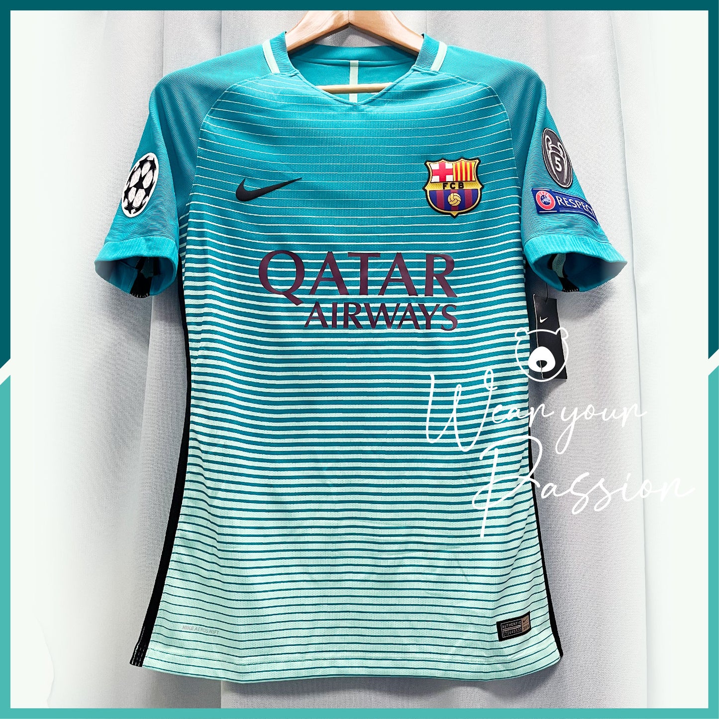 [連熨字、臂章] Player Issue 2016-17 巴塞隆拿第二作客球衣