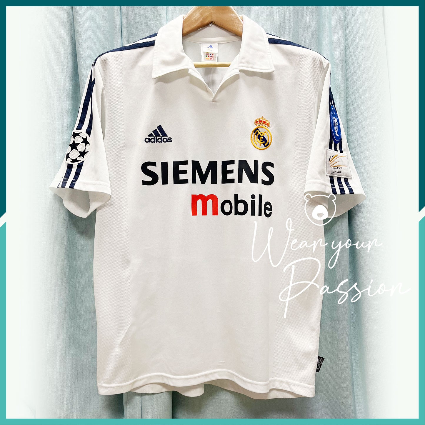 (Nameset & Patches Included) 2002-03 Real Madrid Home Jersey (UEFA Champions League Version)