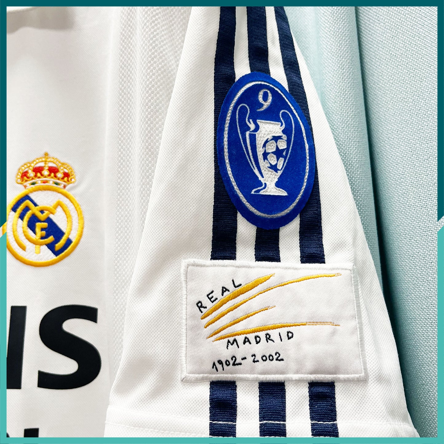 (Nameset & Patches Included) 2002-03 Real Madrid Home Jersey (UEFA Champions League Version)
