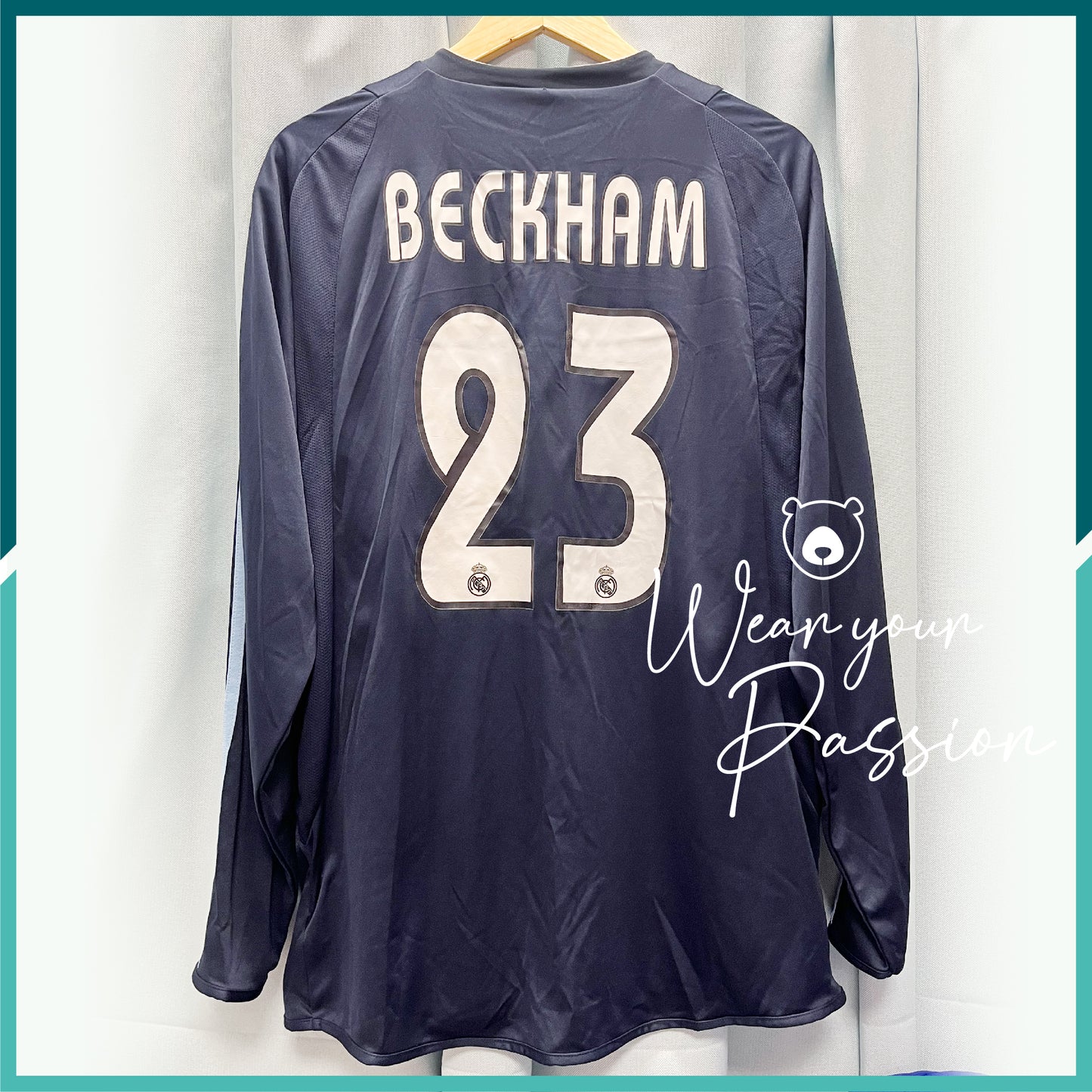 (Nameset & Patches Included) Authentic 2003-04 Real Madrid Long Sleeve Away Jersey