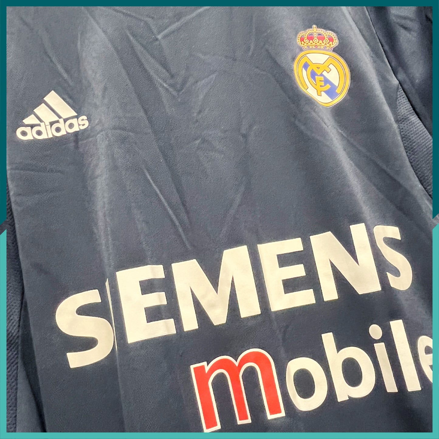 (Nameset & Patches Included) Authentic 2003-04 Real Madrid Long Sleeve Away Jersey