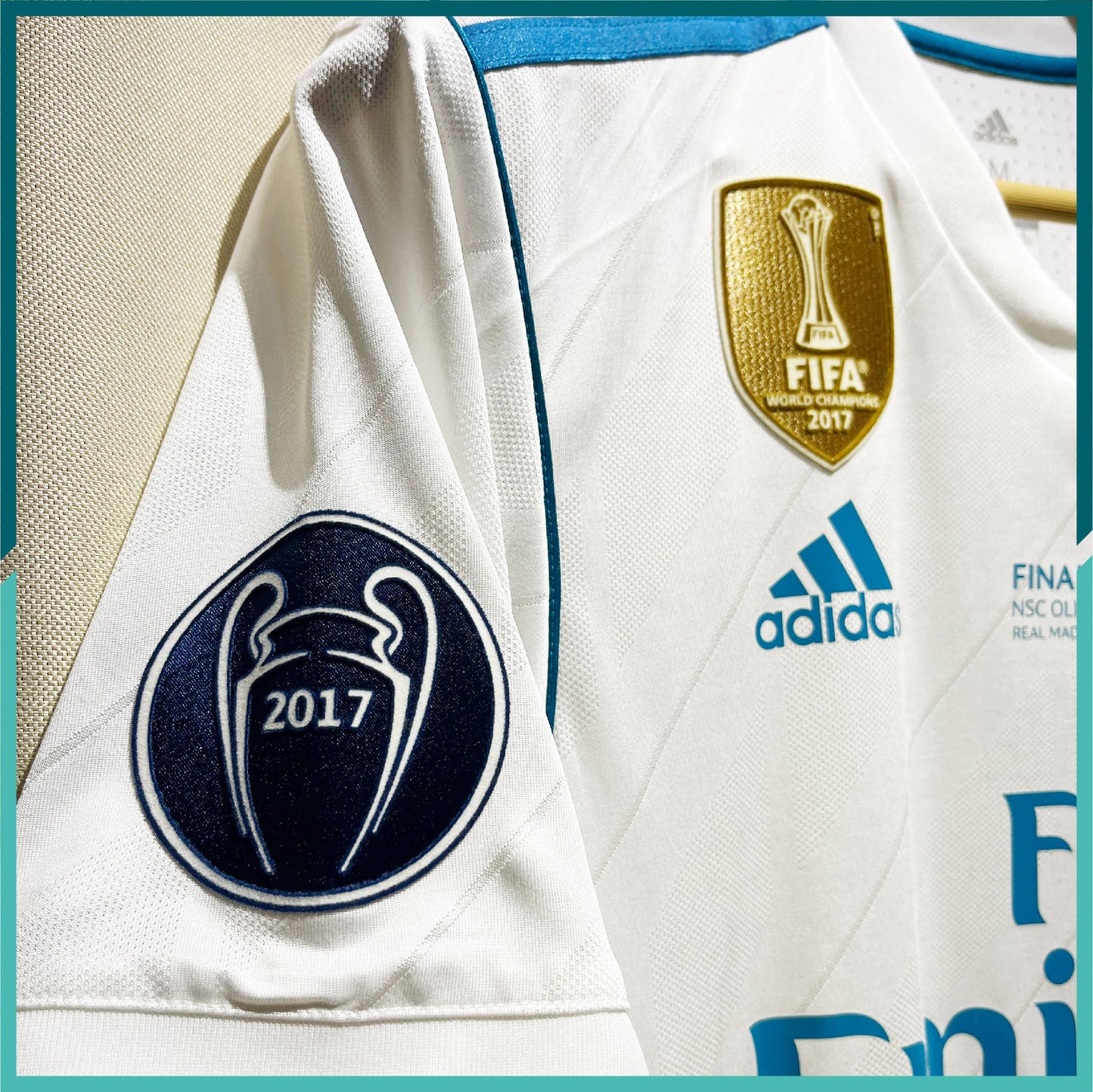 (Nameset & Patches Included) 2017-18 Real Madrid Home Jersey (UEFA Champions League Final Version)