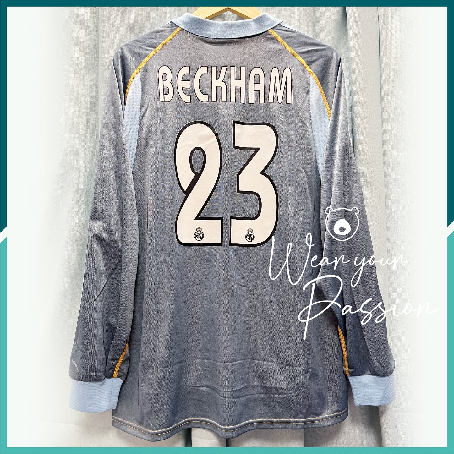 (Nameset & Patches Included) Authentic 2003-04 Real Madrid Long Sleeve 3rd Away Jersey
