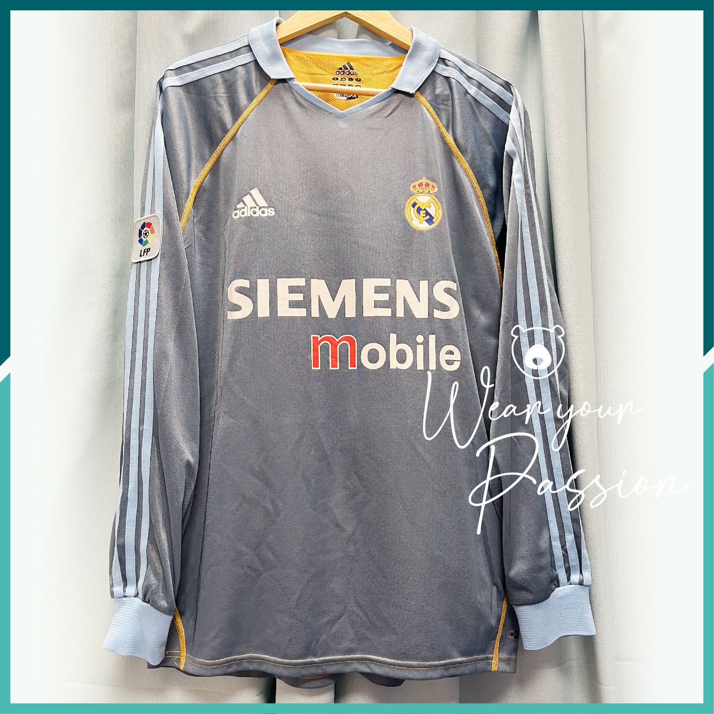 (Nameset & Patches Included) Authentic 2003-04 Real Madrid Long Sleeve 3rd Away Jersey