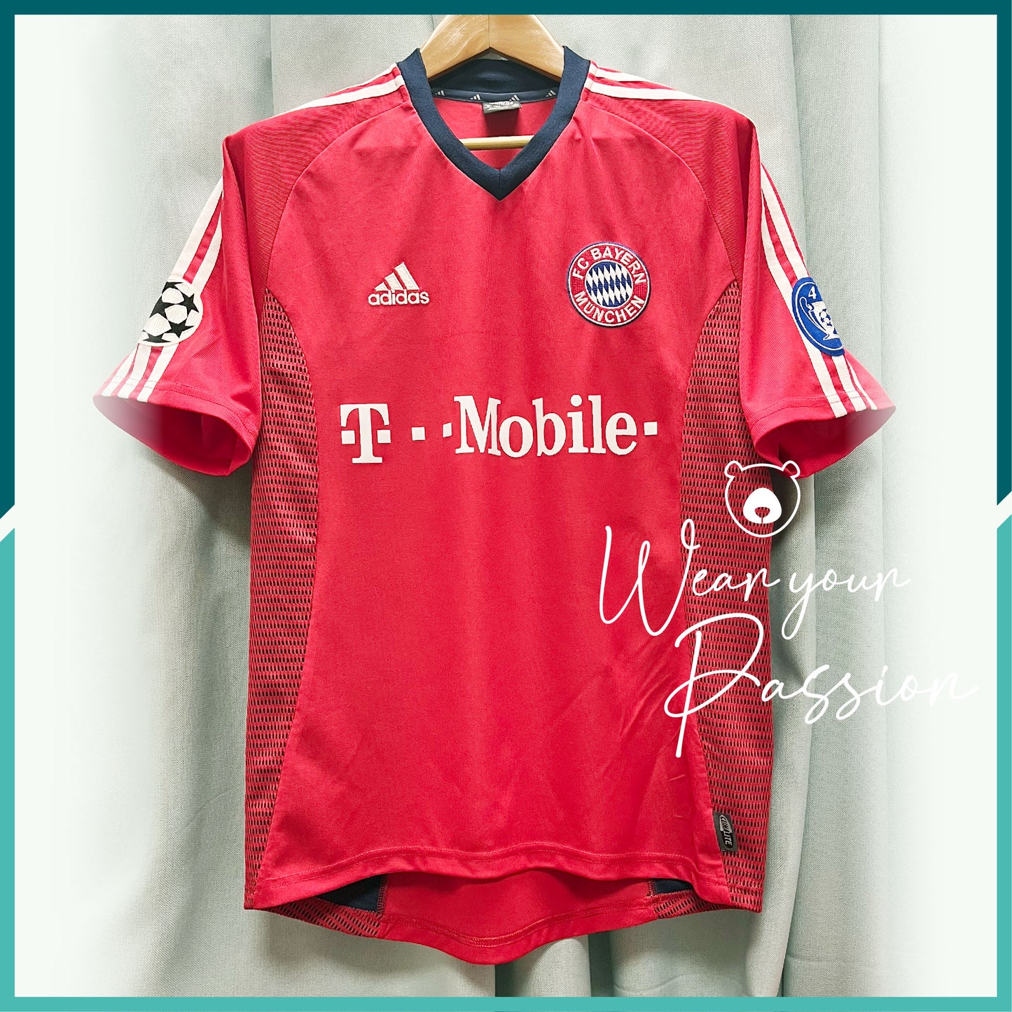 [Nameset & Patch Included] 2002-04 FC Bayern Munich UEFA Champions League Home Jersey 