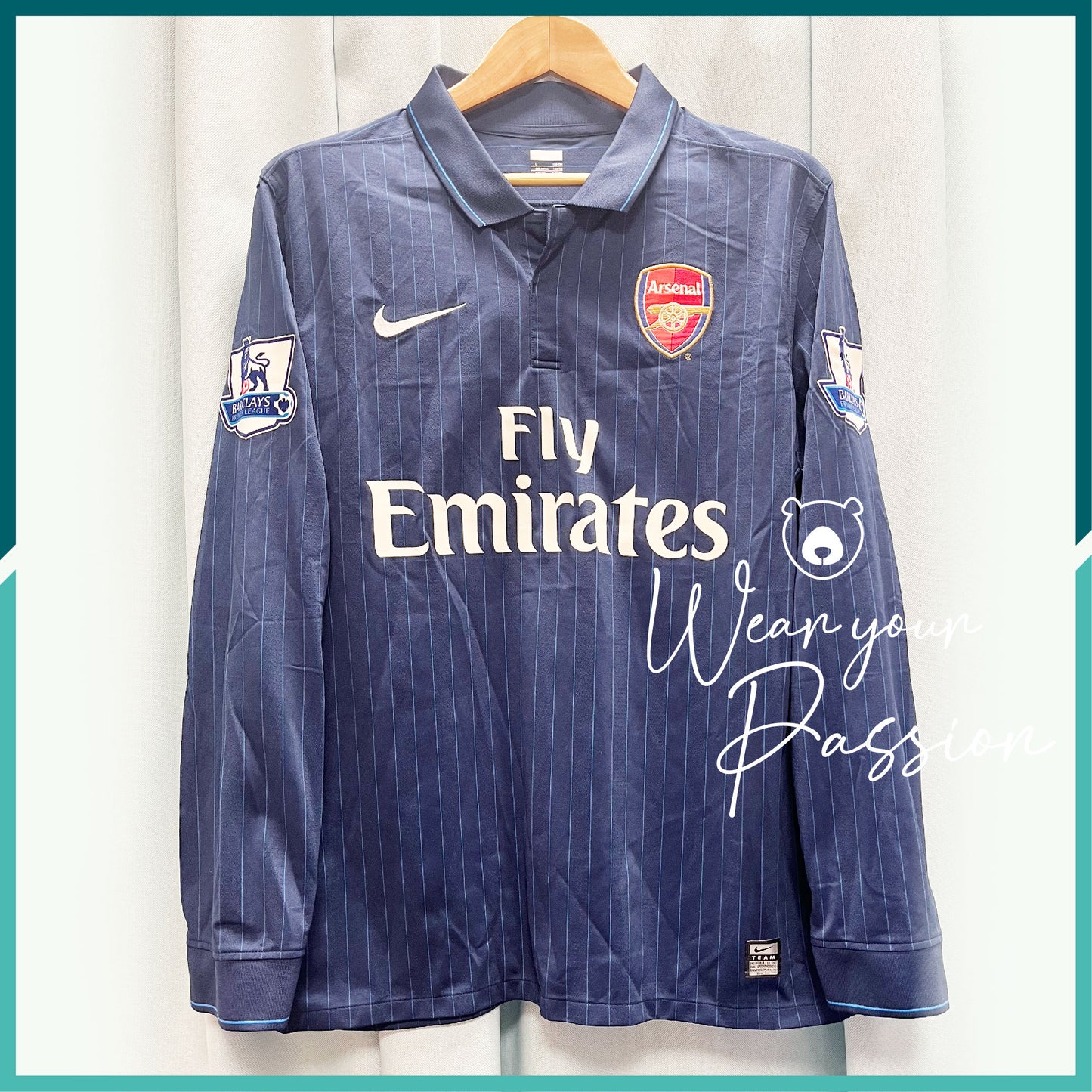 (Nameset & Patches Included) Player Issue 2009-10 Arsenal Long Sleeve Away Jersey